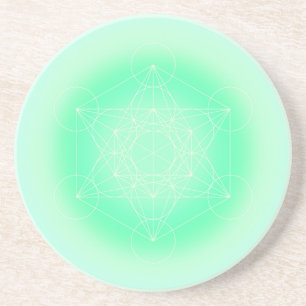 Mintgrün Metatrons Würfel Heilige Geometrie Getränkeuntersetzer