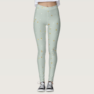 Mintgrün mit weißen und goldenen Glitzern Leggings