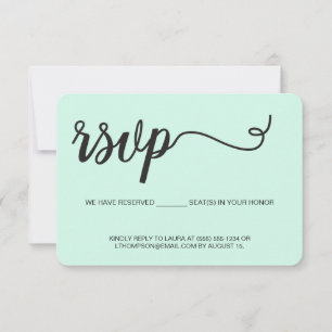Mintgrün RSVP ohne postalische Reservierung Sitzpl Karte