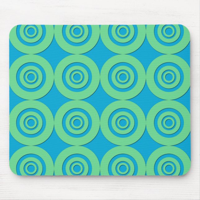Mintgrün Türkis Kreise Modernes Muster Mousepad (Vorne)