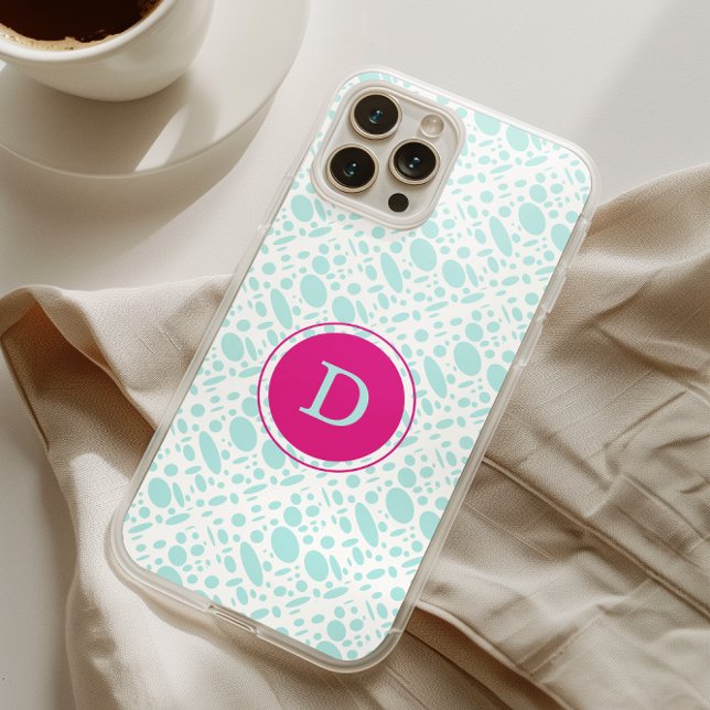 Mintgrün und Rosa Monogramm iPhone Hülle (Von Creator hochgeladen)
