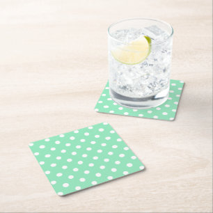 Mintgrün weiß gepunktet elegant vintage trendy rechteckiger pappuntersetzer