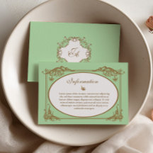Mintgrüne barocke Hochzeitsinformationskarte