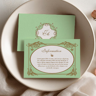 Mintgrüne barocke Hochzeitsinformationskarte Dankeskarte