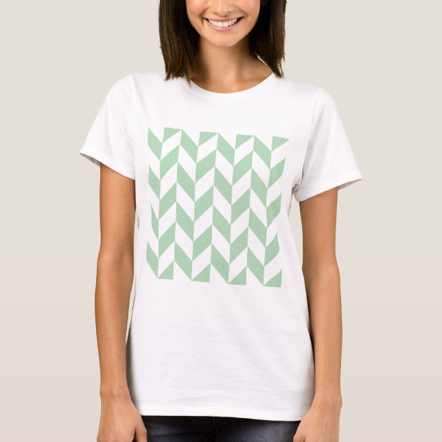 Mintgrüne Fischgrätmuster T-Shirt (Vorderseite)
