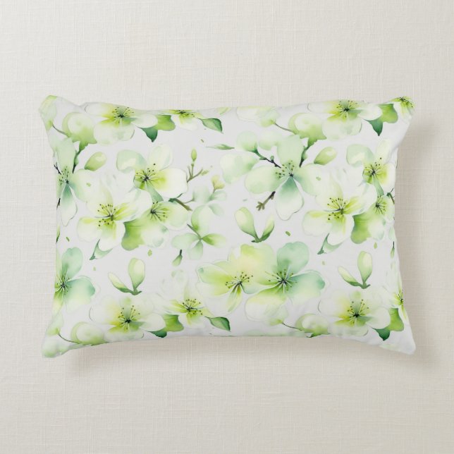 Mintgrüne floral gebatikte Krawatte Dekokissen (Vorderseite)