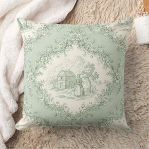 Mintgrüne französische Country-Blumen-Toile - Baue Kissen