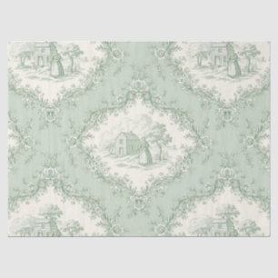 Mintgrüne französische Country-Blumen-Toile - Baue Seidenpapier