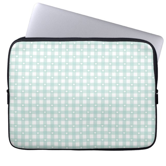 Mintgrüne Häkchen Laptopschutzhülle (Vorderseite)