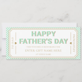 Mintgrüne Happy Father's Day Geschenkgutschein Kar Einladung
