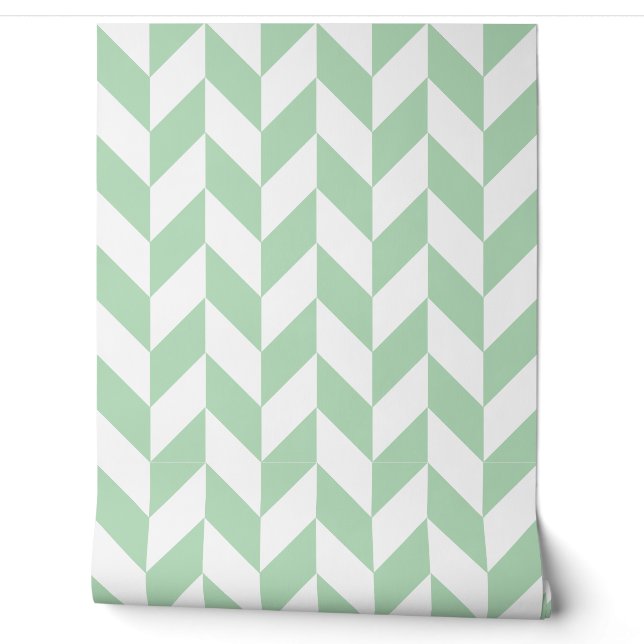 Mintgrüne Herringbone Tapete (Abrollen)