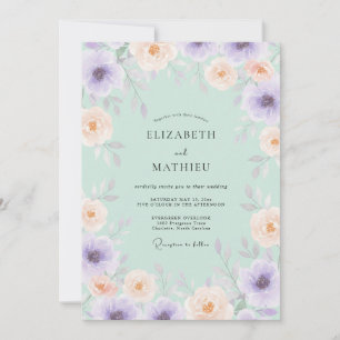 Mintgrüne luftige Aquarell-Hochzeit Einladung