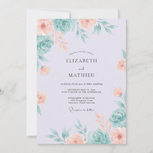 Mintgrüne luftige romantische Hochzeit Einladung