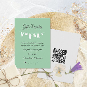 Mintgrüne minimalistische Babyparty-Geschenkliste Begleitkarte