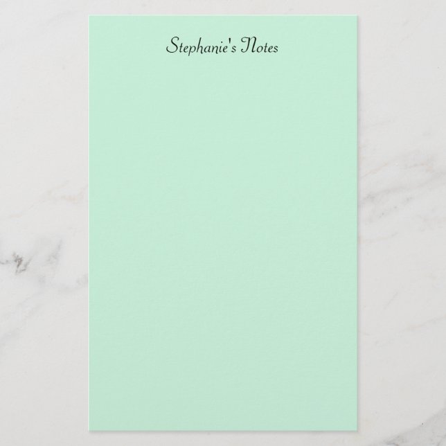 Mintgrüne Monogramm-Name Benutzerdefinierte Farbe  Briefpapier (Vorderseite)