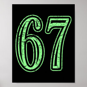 Mintgrüne Nummer 67 bedrucktes Sportnummer-Jersey Poster