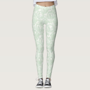 Mintgrüne Toile-Vintage-Paare & Gartenszene 2 Leggings