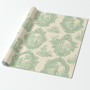 Mintgrüne Toile Vintage-Paare und Gartenszene Geschenkpapier