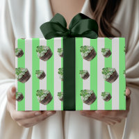 Mintgrüne Vintage gestreifte Kleeblatt-Cupcake-Ver