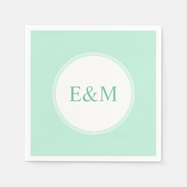 Mintgrüne Vorlage modernes elegantes Monogramm Serviette (Vorderseite)