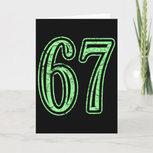 Mintgrüne Zahl 67 Bedrucktes Sportnummern-T-Shirt Karte