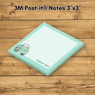 Mintgrüne Zeichentrick-Auto Post-it Klebezettel
