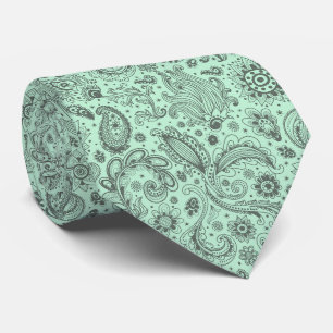 Mintgrüner Batik Boho-Stil floral Paisley-Muster Krawatte
