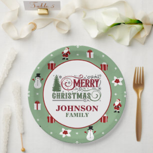 Mintgrüner Weihnachtsmann Weihnachtsessen Pappteller