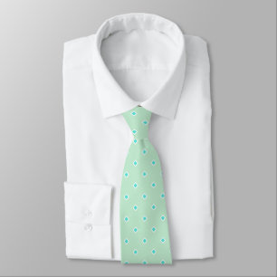 Mintgrünes Aquamarin-Diamant-Polka-Punkt-Muster Krawatte