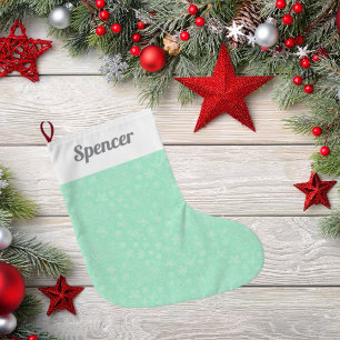 Mintgrünes Doodle-Weihnachtsschlitten-Muster Großer Weihnachtsstrumpf