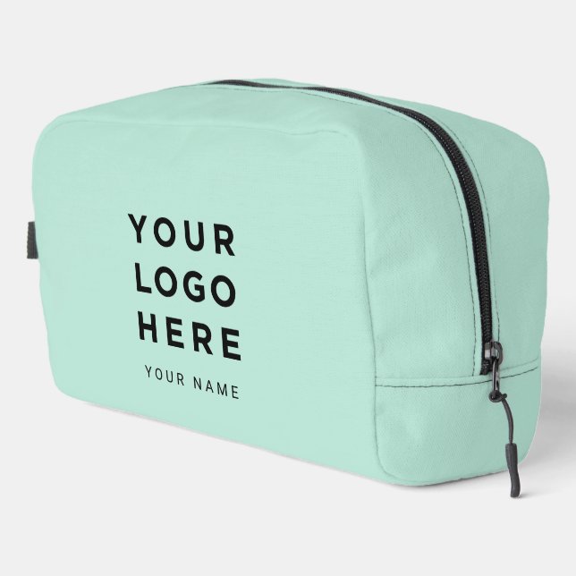 Mintgrünes Geschäft-Logo Name Instagram Reise Waschbeutel (Rechte Ecke)