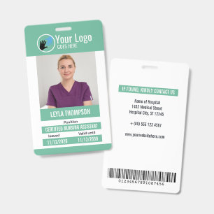 Mintgrünes Logo Krankenhaus-Mitarbeiter-Foto-ID Ausweis