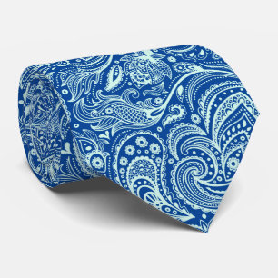 Mintgrünes Paisley auf blauem Hintergrund Krawatte