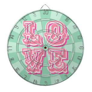 Mintgrünes und rosa vintage LOVE-Design Hochzeit Dartscheibe