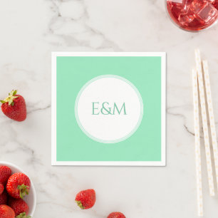 Mintgrünes Vorlagen-Monogramm modern elegant Serviette