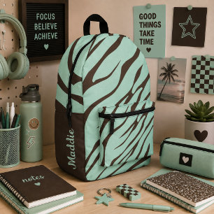 Mintgrünes Zebrastreifenmuster Bedruckter Rucksack
