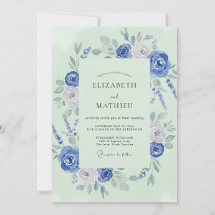 Minthe Blaue Pfingstrosen-Hochzeit Einladung
