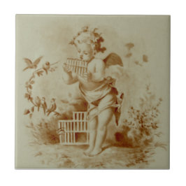 Minton Cherub Pan Pipes für Vögel HP Repro Fliese
