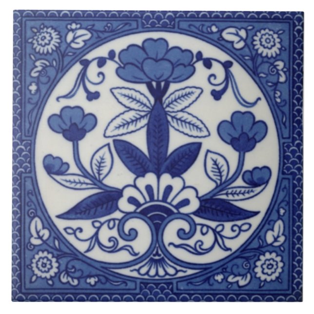 Minton Hollins Blue Aästhesie Tile Repro Fliese (Vorderseite)