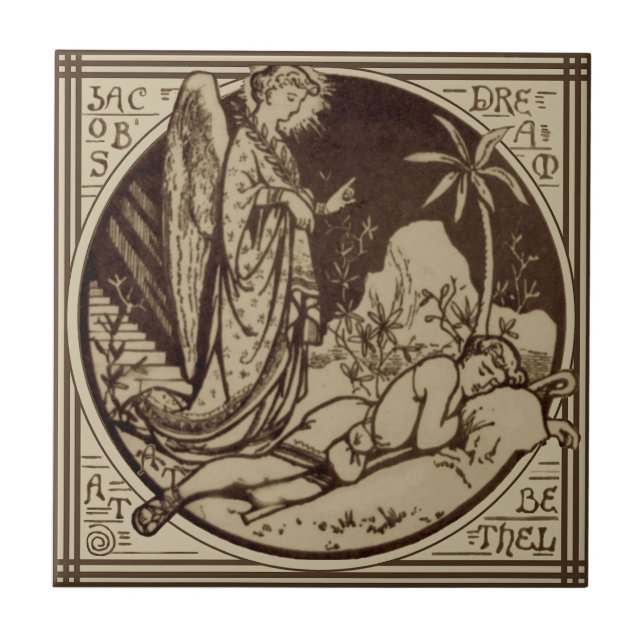 Minton Jacobs Traum Bibellische Antike Repro Sepia Fliese (Vorderseite)