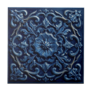 Minton Victorian Faux Relief Blau Reproduktion Fliese