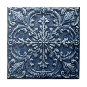 Minton Victorian Faux Relief Blau Reproduktion Fliese