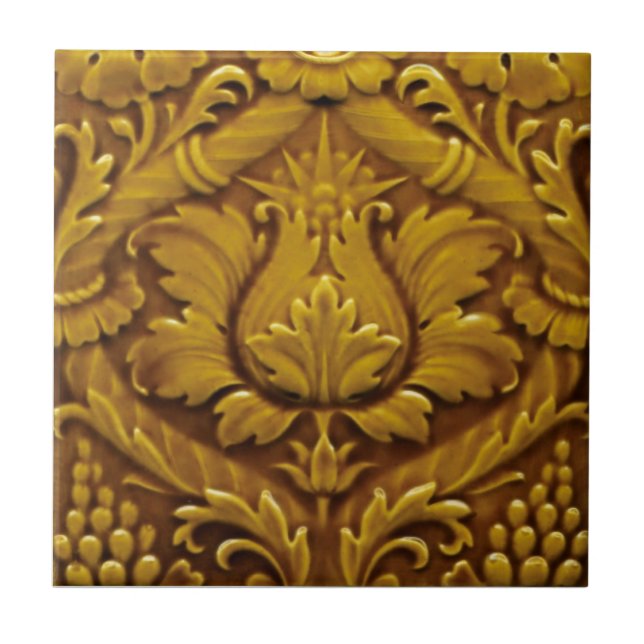 Minton Viktorianisch Imitate Relief Antique Gold R Fliese (Vorderseite)