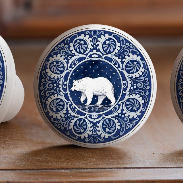 Mintons Grizzly Bear British Royal Blue Victorian Keramikknauf (Von Creator hochgeladen)