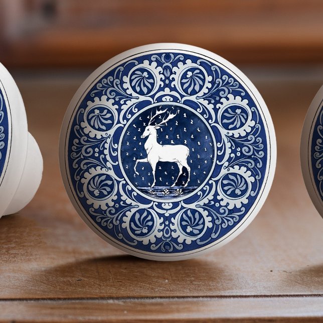 Mintons Hirschgeweih Britisch Royalblau Viktoriani Keramikknauf (Von Creator hochgeladen)
