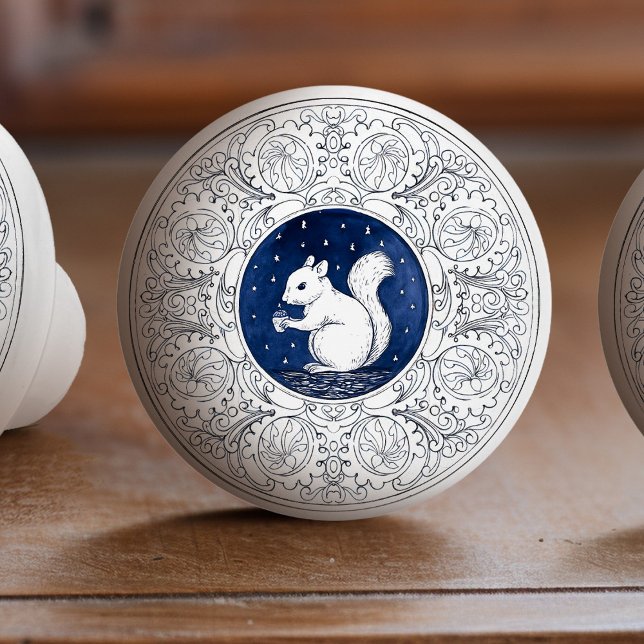 Mintons Squirrel British Royal Blue Victorian Keramikknauf (Von Creator hochgeladen)