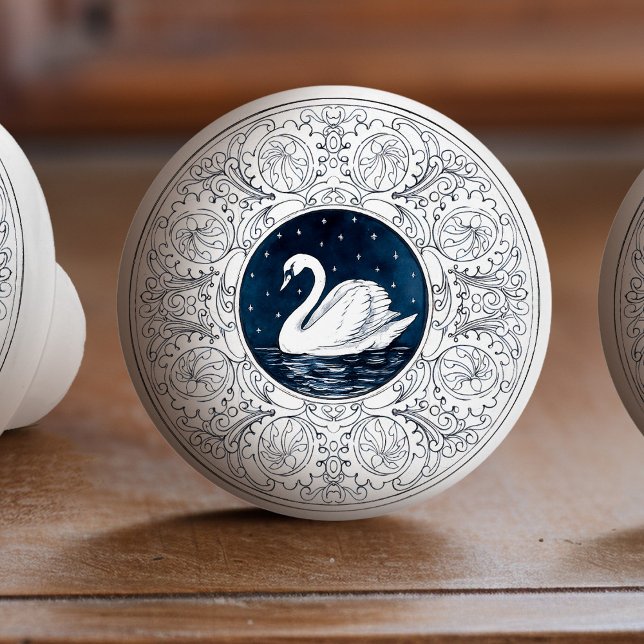 Mintons Swan British Royal Blue Victorian Keramikknauf (Von Creator hochgeladen)