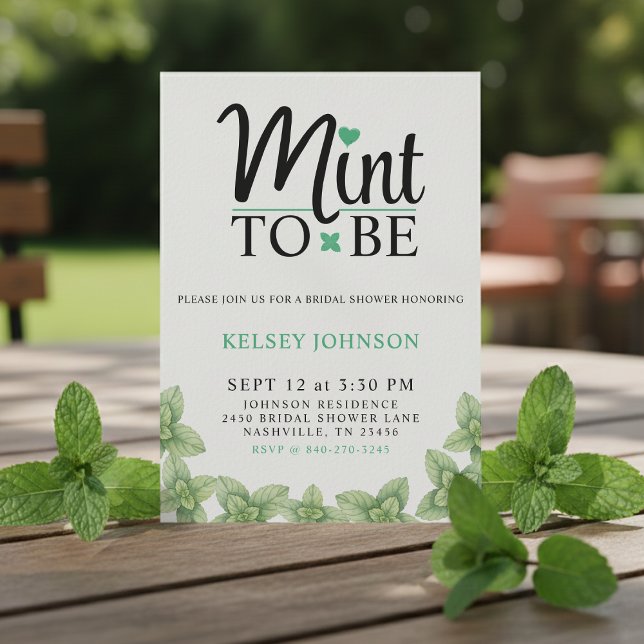Mints Brautparty Einladung (Mint to Be Mint Leaf Bridal Shower Invitation
)