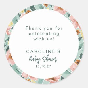 Mintspülung Rosa Blumendusche Baby Baby Danke Runder Aufkleber