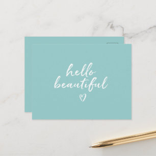 Mintweiß Hallo Schön Inspirierendes Herz Postkarte